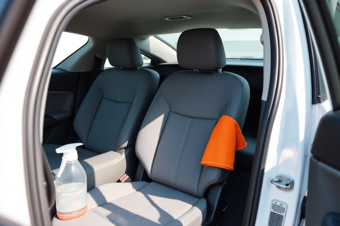 Car interior valet with shampooed seats